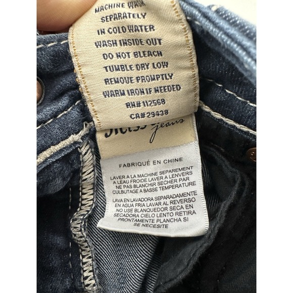 Miss Me Skinny Jeans Women's Blue Size 26 Rhinestone Embroidered Pocket Low - Picture 6 of 12